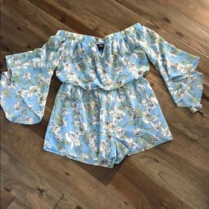 Lulus light blue floral romper